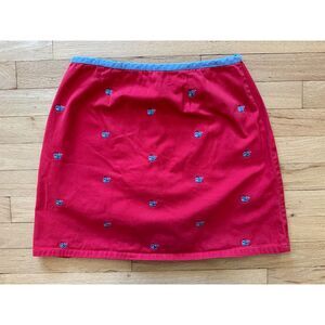 Lands End Red  Blue Whales Embroidered Skirt Shorts Preppy Skort Size Junior S